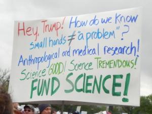Hey, Trump! How do we know small hands does not equal "a problem"? Anthropological and medical research! Science GOOD! Science TREMENDOUS! FUND SCIENCE!